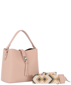 Twist Lock Guitar Strap Satchel Handbag GL-0151-M BLUSH